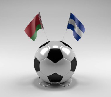 Belarus - El-Salvador Futbol Bayrakları, Beyaz Arkaplan - 3D Render