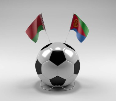 Belarus - Eritre Futbol Bayrakları, Beyaz Arkaplan - 3D Render