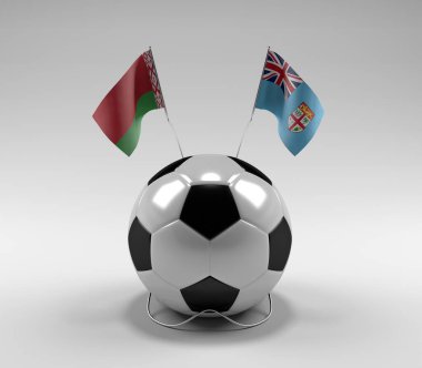 Belarus - Fiji Futbol Bayrakları, Beyaz Arkaplan - 3D Render