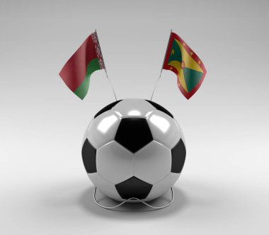 Belarus - Grenada Futbol Bayrakları, Beyaz Arkaplan - 3D Render