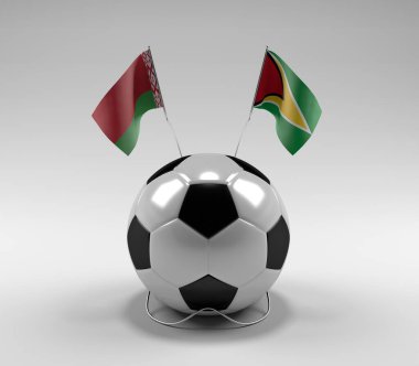 Belarus - Guyana Futbol Bayrakları, Beyaz Arkaplan - 3D Render