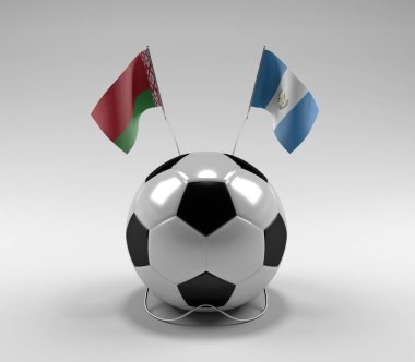 Belarus - Guatemala Futbol Bayrakları, Beyaz Arkaplan - 3D Render