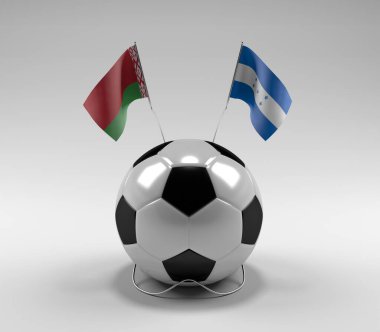 Belarus - Honduras Futbol Bayrakları, Beyaz Arkaplan - 3D Render