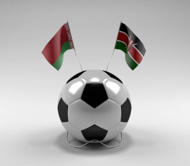 Belarus - Kenya Futbol Bayrakları, Beyaz Arkaplan - 3D Render