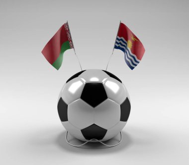 Belarus - Kiribati Futbol Bayrakları, Beyaz Arkaplan - 3D Render