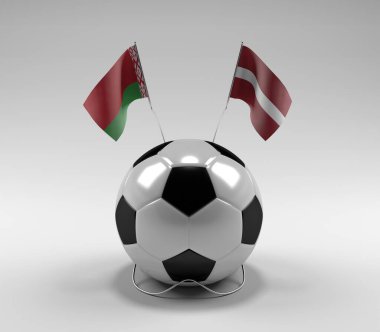 Belarus - Letonya Futbol Bayrakları, Beyaz Arkaplan - 3D Render