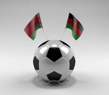 Belarus - Malawi Futbol Bayrakları, Beyaz Arkaplan - 3D Render