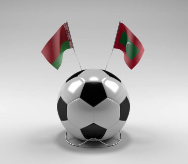 Belarus - Maldivler Futbol Bayrakları, Beyaz Arkaplan - 3D Render