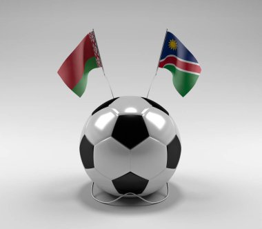 Belarus - Namibya Futbol Bayrakları, Beyaz Arkaplan - 3D Render