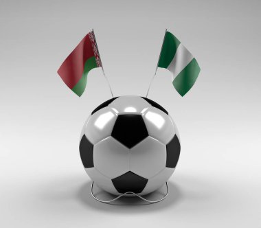 Belarus - Nijerya Futbol Bayrakları, Beyaz Arkaplan - 3D Render