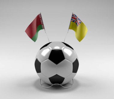 Belarus - Niue Futbol Bayrakları, Beyaz Arkaplan - 3D Render