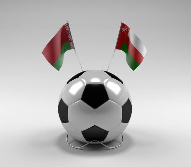 Belarus - Umman Futbol Bayrakları, Beyaz Arkaplan - 3D Render