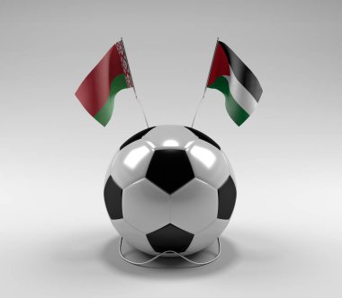 Belarus - Filistin Futbol Bayrakları, Beyaz Arkaplan - 3D Render