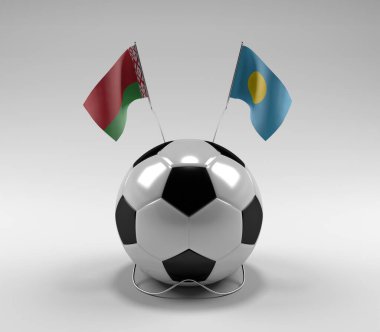 Belarus - Palau Futbol Bayrakları, Beyaz Arkaplan - 3D Render