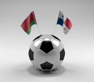Belarus - Panama Futbol Bayrakları, Beyaz Arkaplan - 3D Render