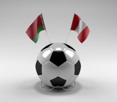 Belarus - Peru Futbol Bayrakları, Beyaz Arkaplan - 3D Render