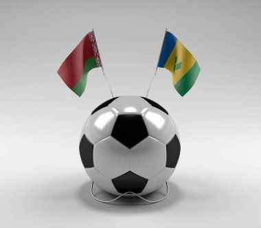 Belarus - Saint-Vincent-and the-Grenadines Futbol Bayrakları, Beyaz Arkaplan - 3D Render