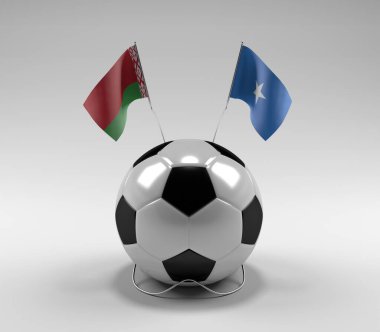 Belarus - Somali Futbol Bayrakları, Beyaz Arkaplan - 3D Render