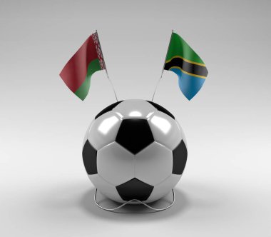 Belarus - Tanzanya Futbol Bayrakları, Beyaz Arkaplan - 3D Render