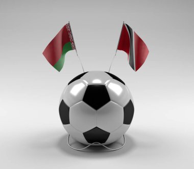 Belarus - Trinidad-and-Tobago Futbol Bayrakları, Beyaz Arkaplan - 3D Render