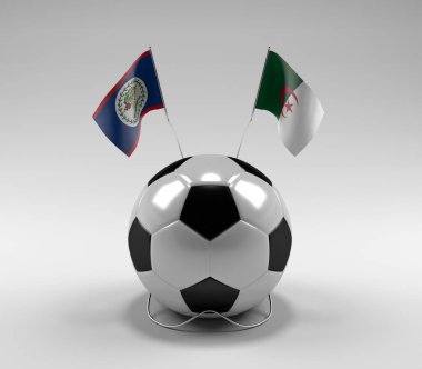 Belize - Cezayir Futbol Bayrakları, Beyaz Arkaplan - 3D Render