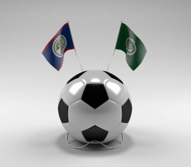 Belize - Arap Ligi Futbol Bayrakları, Beyaz Arkaplan - 3D Render
