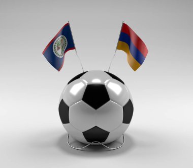 Belize - Ermenistan Futbol Bayrakları, Beyaz Arkaplan - 3D Render