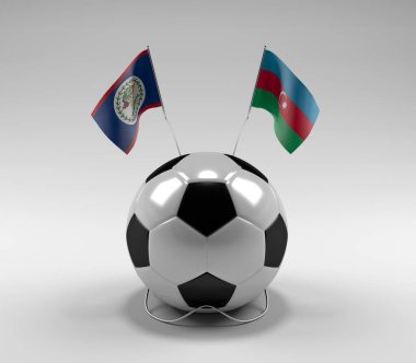 Belize - Azerbaycan Futbol Bayrakları, Beyaz Arkaplan - 3D Render