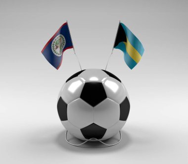 Belize - Bahamalar Futbol Bayrakları, Beyaz Arkaplan - 3D Render