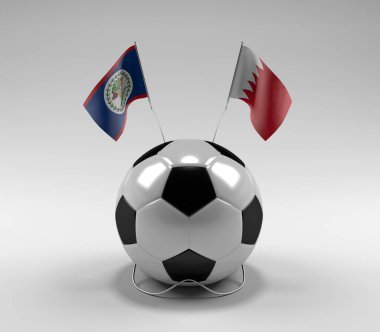 Belize - Bahreyn Futbol Bayrakları, Beyaz Arkaplan - 3D Render