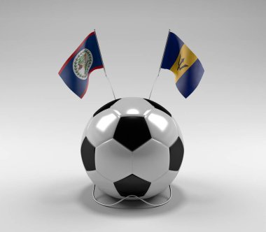 Belize - Barbados Futbol Bayrakları, Beyaz Arkaplan - 3D Render