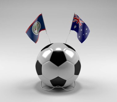 Belize - Avustralya Futbol Bayrakları, Beyaz Arkaplan - 3D Render
