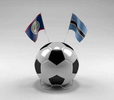 Belize - Botswana Futbol Bayrakları, Beyaz Arkaplan - 3D Render
