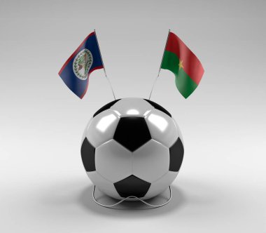 Belize - Burkina-Faso Futbol Bayrakları, Beyaz Arkaplan - 3D Render