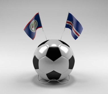 Belize - Cape-Verde Futbol Bayrakları, Beyaz Arkaplan - 3D Render