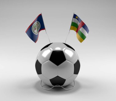 Belize - Orta Afrika Cumhuriyeti Futbol Bayrakları, Beyaz Arkaplan - 3D Render