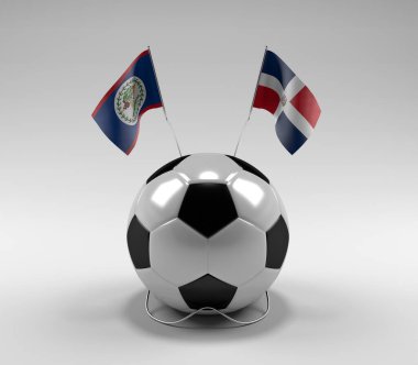 Belize - Dominik Cumhuriyeti Futbol Bayrakları, Beyaz Arkaplan - 3D Render
