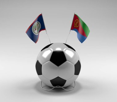 Belize - Eritre Futbol Bayrakları, Beyaz Arkaplan - 3D Render