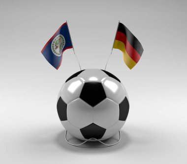 Belize - Almanya Futbol Bayrakları, Beyaz Arkaplan - 3D Render