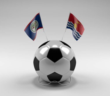 Belize - Kiribati Futbol Bayrakları, Beyaz Arkaplan - 3D Render