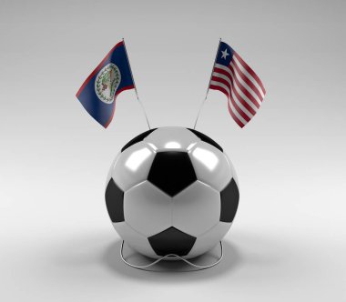 Belize - Liberya Futbol Bayrakları, Beyaz Arkaplan - 3D Render