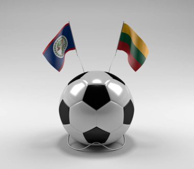 Belize - Litvanya Futbol Bayrakları, Beyaz Arkaplan - 3D Render