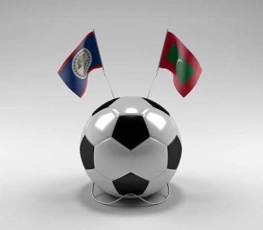 Belize - Maldivler Futbol Bayrakları, Beyaz Arkaplan - 3D Render