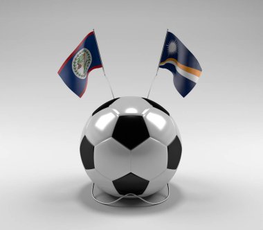 Belize - Marshall Adaları Futbol Bayrakları, Beyaz Arkaplan - 3D Render