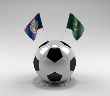 Belize - Moritanya Futbol Bayrakları, Beyaz Arkaplan - 3D Render