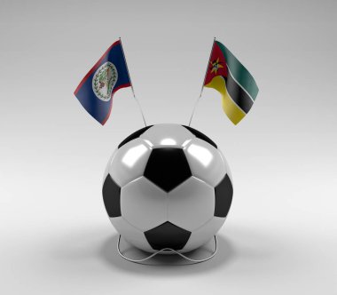 Belize - Mozambik Futbol Bayrakları, Beyaz Arkaplan - 3B Render