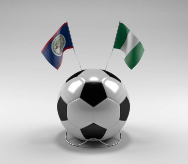 Belize - Nijerya Futbol Bayrakları, Beyaz Arkaplan - 3D Render