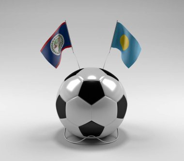 Belize - Palau Futbol Bayrakları, Beyaz Arkaplan - 3D Render
