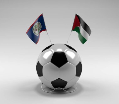 Belize - Filistin Futbol Bayrakları, Beyaz Arkaplan - 3D Render