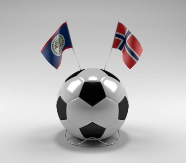 Belize - Norveç Futbol Bayrakları, Beyaz Arkaplan - 3D Render